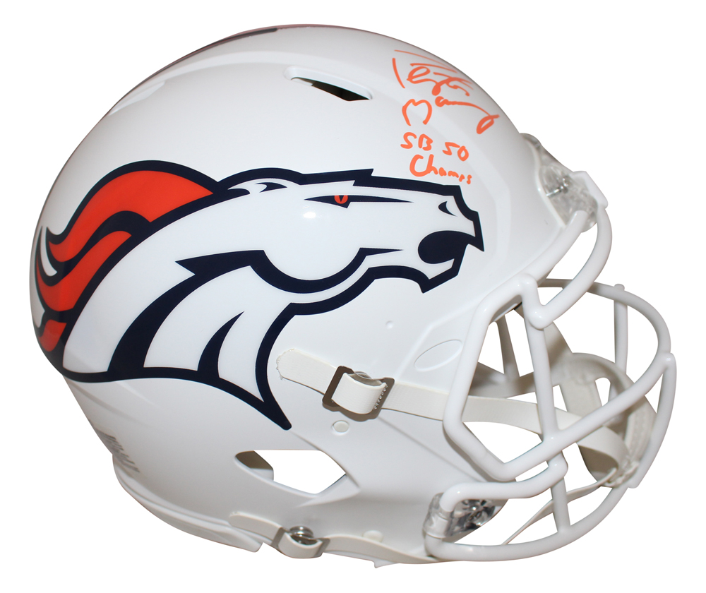 Peyton Manning Signed Denver Broncos White Authentic Helmet Champs FAN 27783