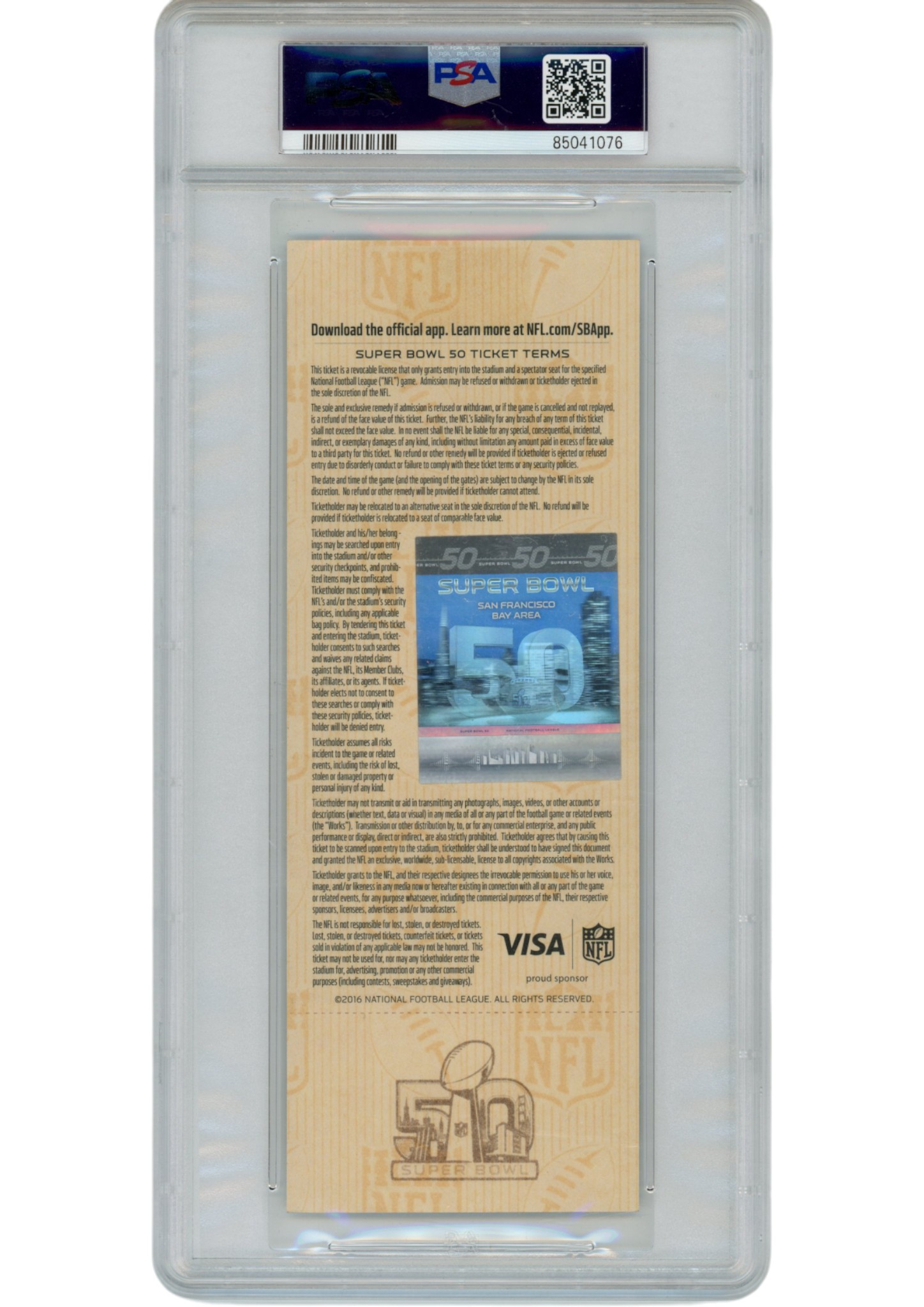 Peyton Manning Von Miller Signed Denver Broncos Super Bowl 50 Ticket PSA 52701