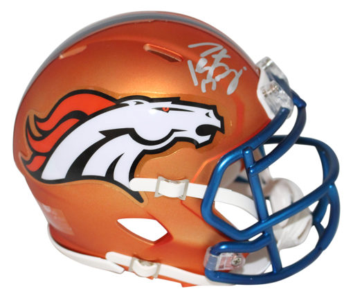 Peyton Manning Autographed Denver Broncos Blaze Mini Helmet FAN 12186