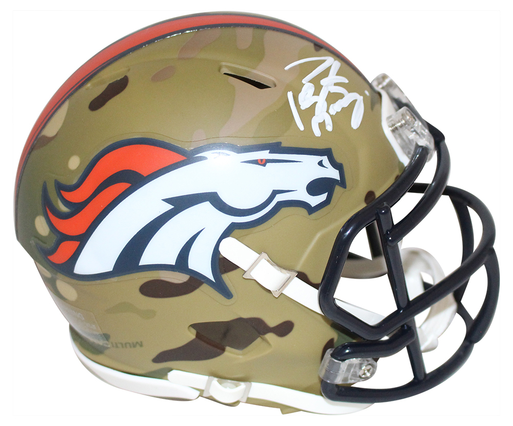 Peyton Manning Autographed Denver Broncos Camo Mini Helmet FAN 29422