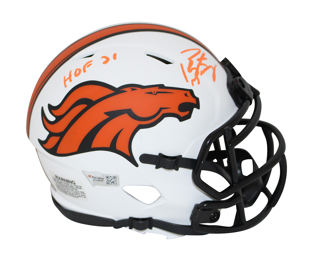 Peyton Manning Autographed Denver Broncos Lunar Mini Helmet HOF FAN 31287