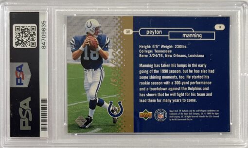 Peyton Manning Signed 1998 UD SP 1803/2000 Trading Card PSA 38924