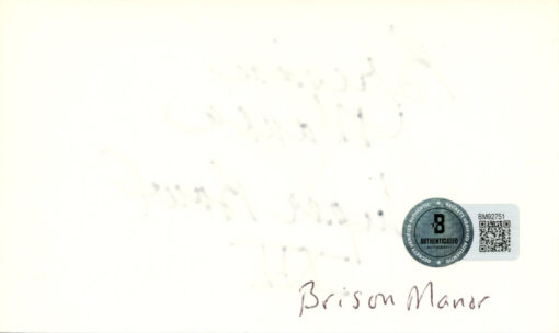 Brison Manor Signed Denver Broncos Index Card Super Bowl XII BAS 45398