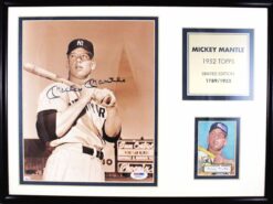 Mickey Mantle Autographed New York Yankees Framed 8x10 Photo PSA 50983