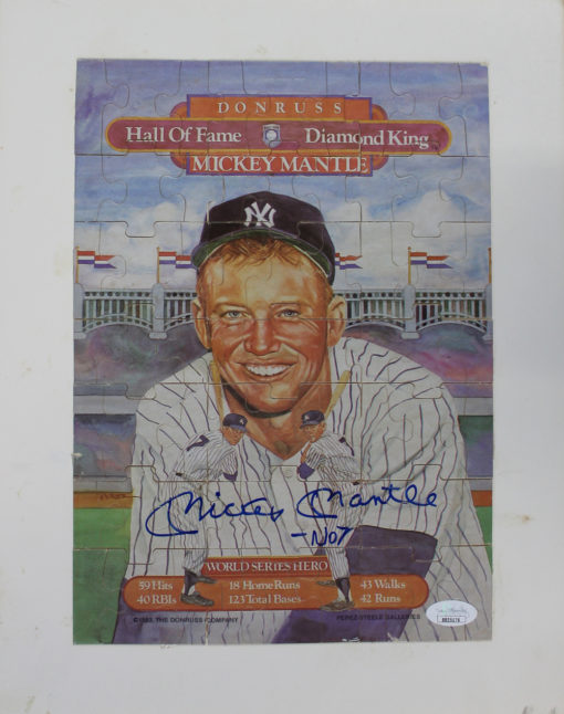Mickey Mantle Autographed New York Yankees 1983 Donruss Puzzle BAS LOA 13202