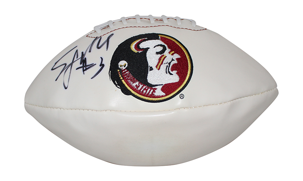 EJ Manuel Autographed Florida State Seminoles Logo Football Beckett BAS