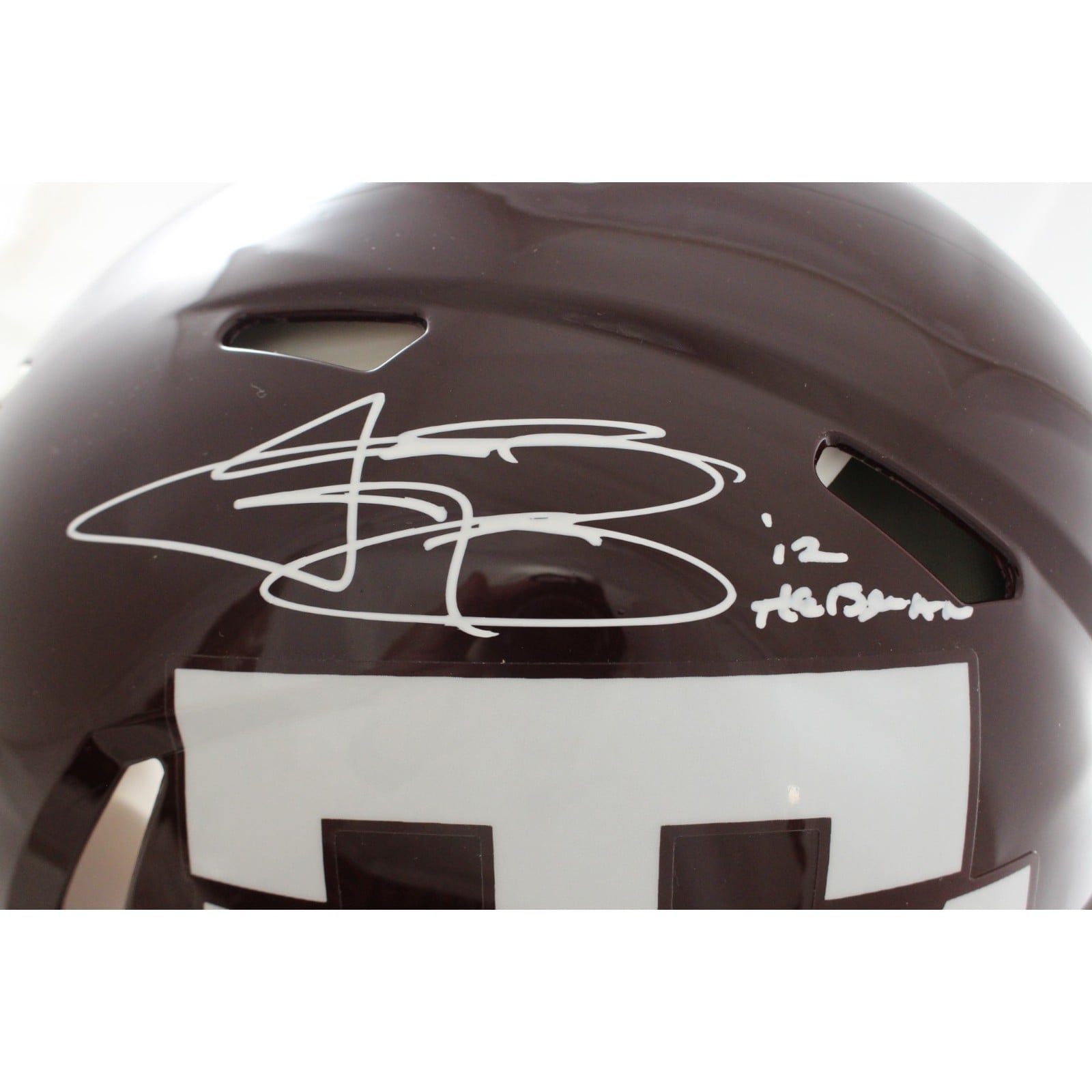 Johnny Manziel Autographed Texas A&M Authentic Helmet Heisman Beckett WIT 58251