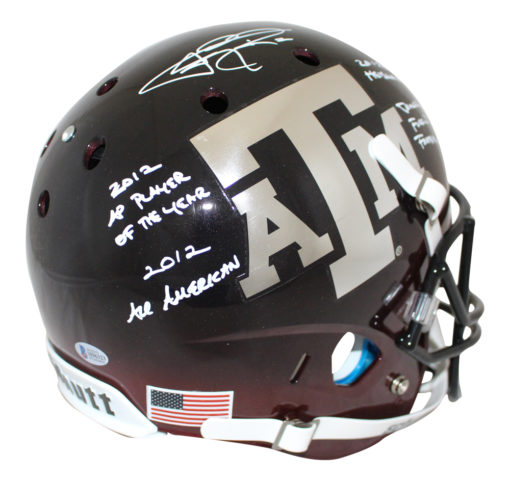 Johnny Manziel Signed Texas A&M Aggies Black Replica Helmet 4 Insc BAS 26765