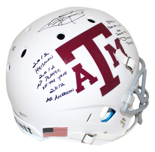 Johnny Manziel Signed Texas A&M Aggies White Replica Helmet 6 Insc BAS 26768