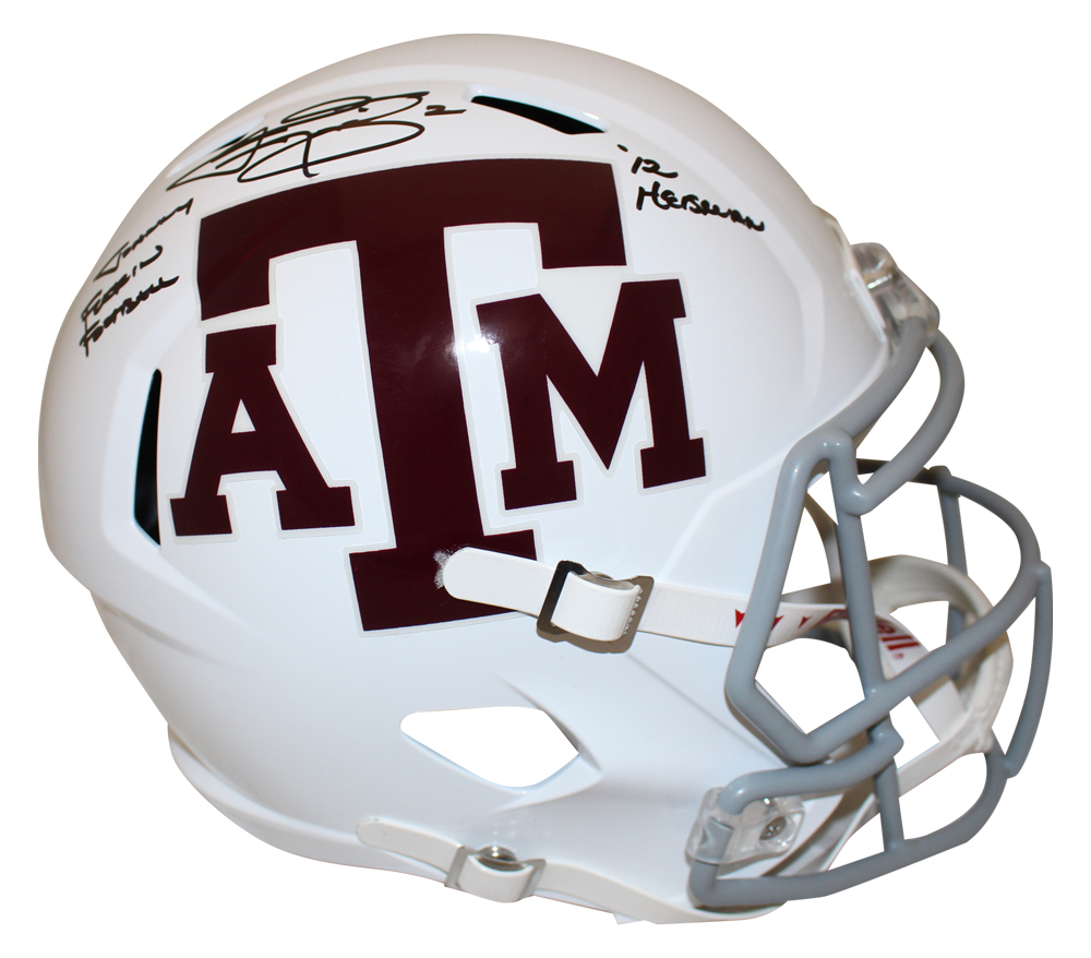 Johnny Manziel Signed Texas A&M Aggies F/S White Speed Helmet Beckett