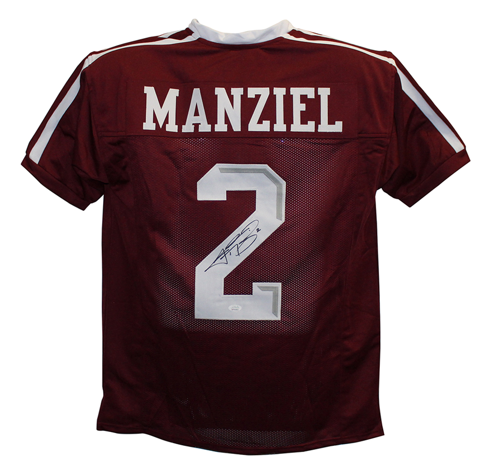 Johnny Manziel Autographed/Signed Texas A&M aggies Red XL Jersey JSA 24950  – Denver Autographs