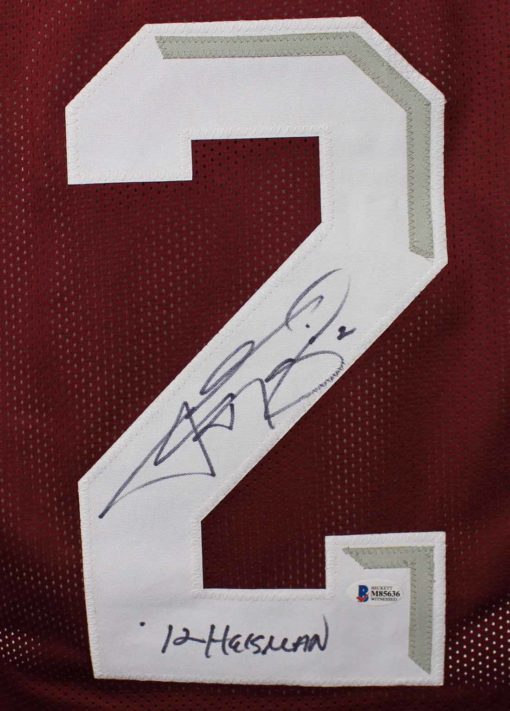 Johnny Manziel Autographed/Signed College Style Red XL Jersey Heisman BAS 26764
