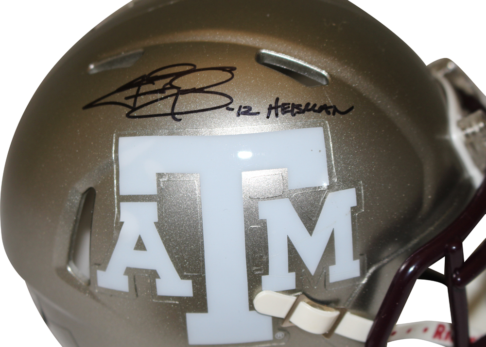 Johnny Manziel Autographed Texas A&M Flash Mini Helmet Heisman BAS