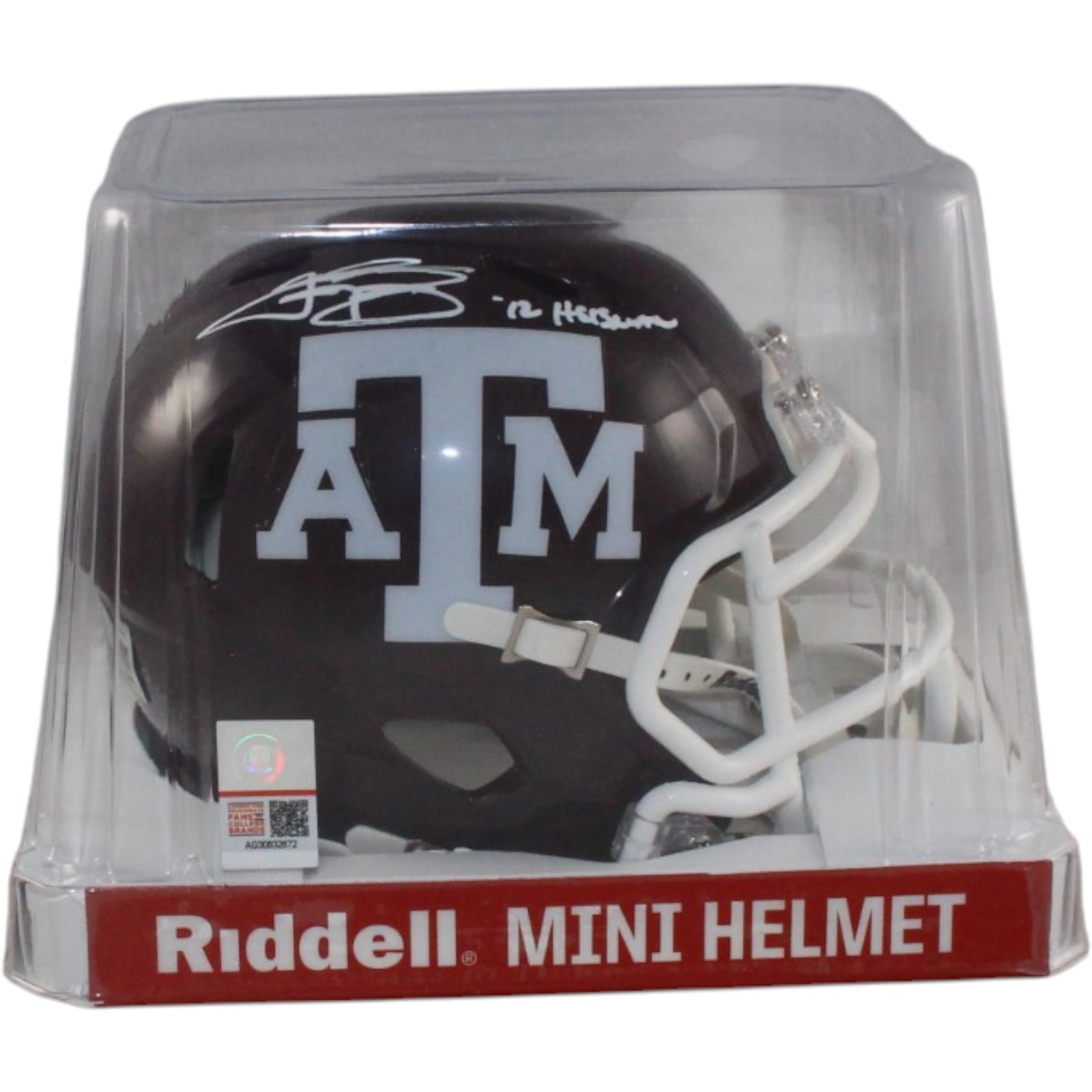 Johnny Manziel Autographed Texas A&M Mini Helmet Heisman Beckett Witness 58246 5 Johnny Manziel Autographed Texas A&M Mini Helmet Heisman Beckett Witness 58246