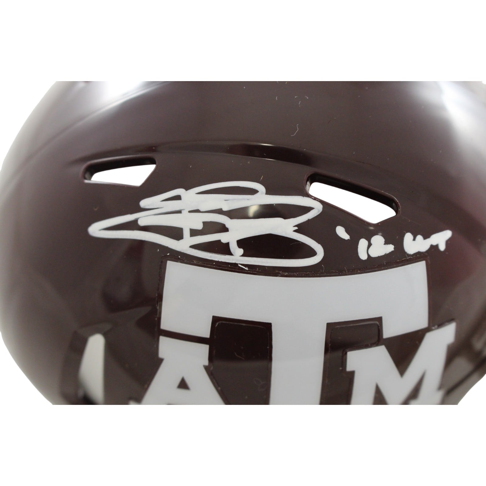 Johnny Manziel Autographed Texas A&M Mini Helmet 12 HT Beckett Witness 58247