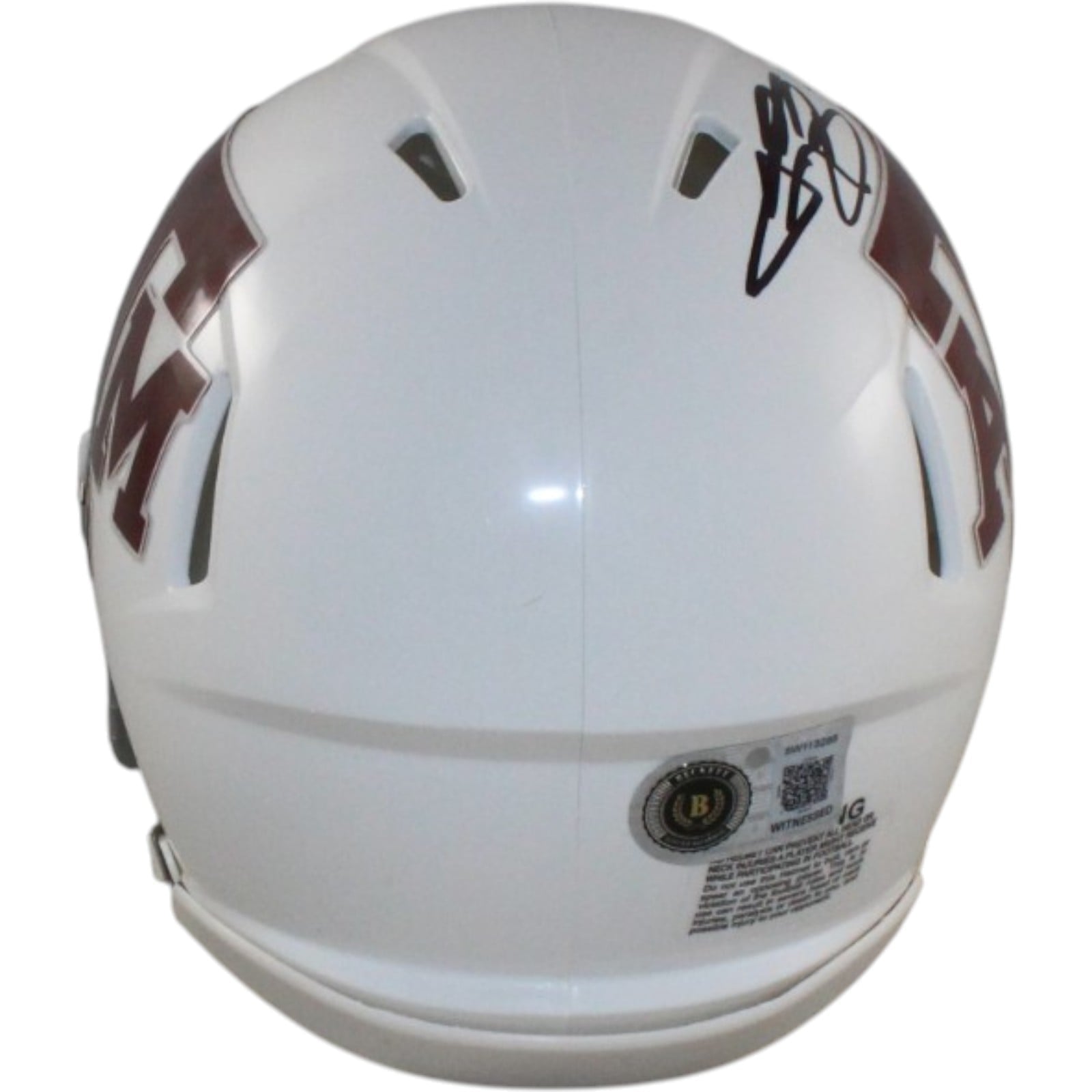 Johnny Manziel Autographed/Signed Texas A&M Mini Helmet Beckett Witness 58244 3 Johnny Manziel Autographed/Signed Texas A&M Mini Helmet Beckett Witness 58244
