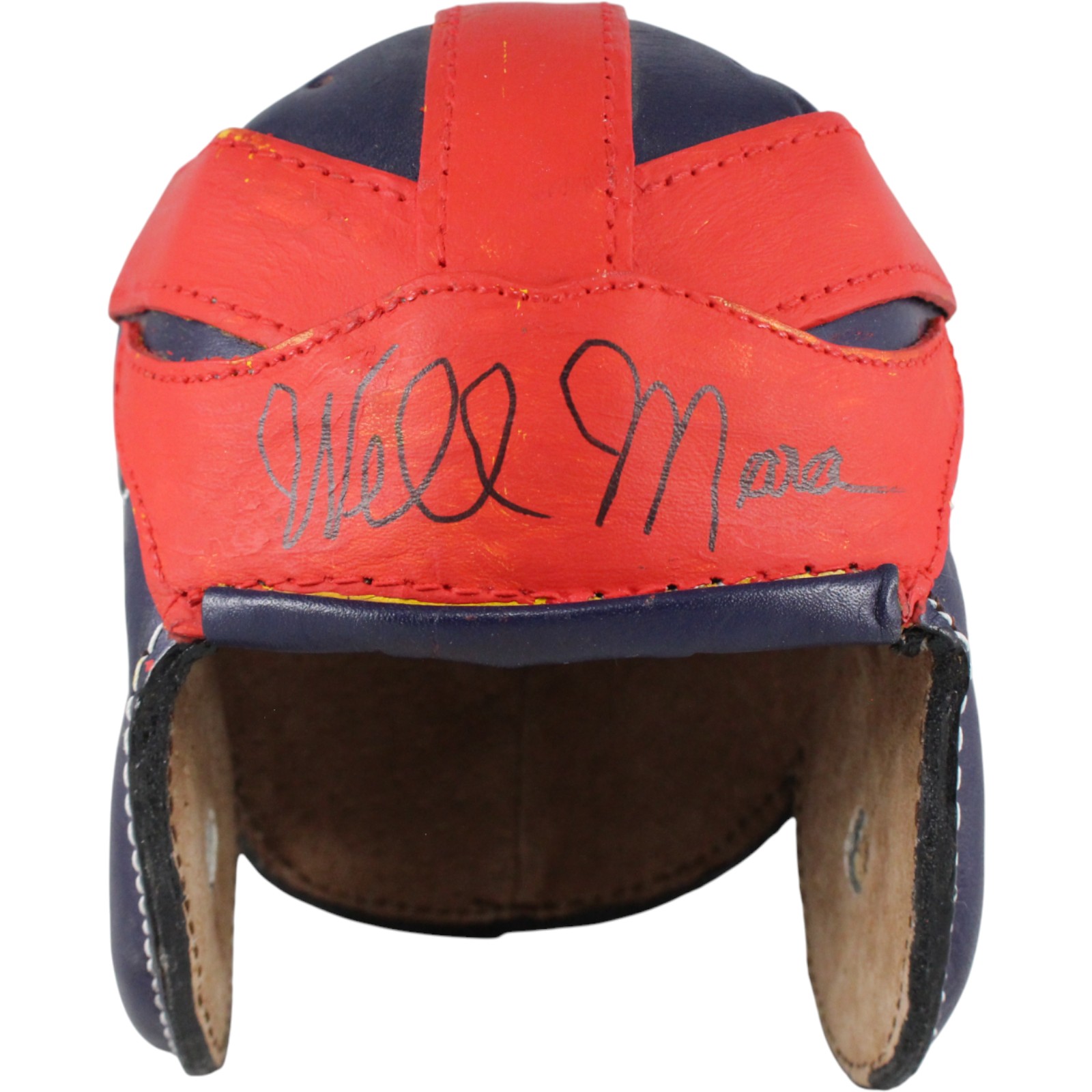 Wellington Mara Autographed/Signed New York Giants Leather Mini Helmet PSA 52756 1 Wellington Mara Autographed/Signed New York Giants Leather Mini Helmet PSA 52756