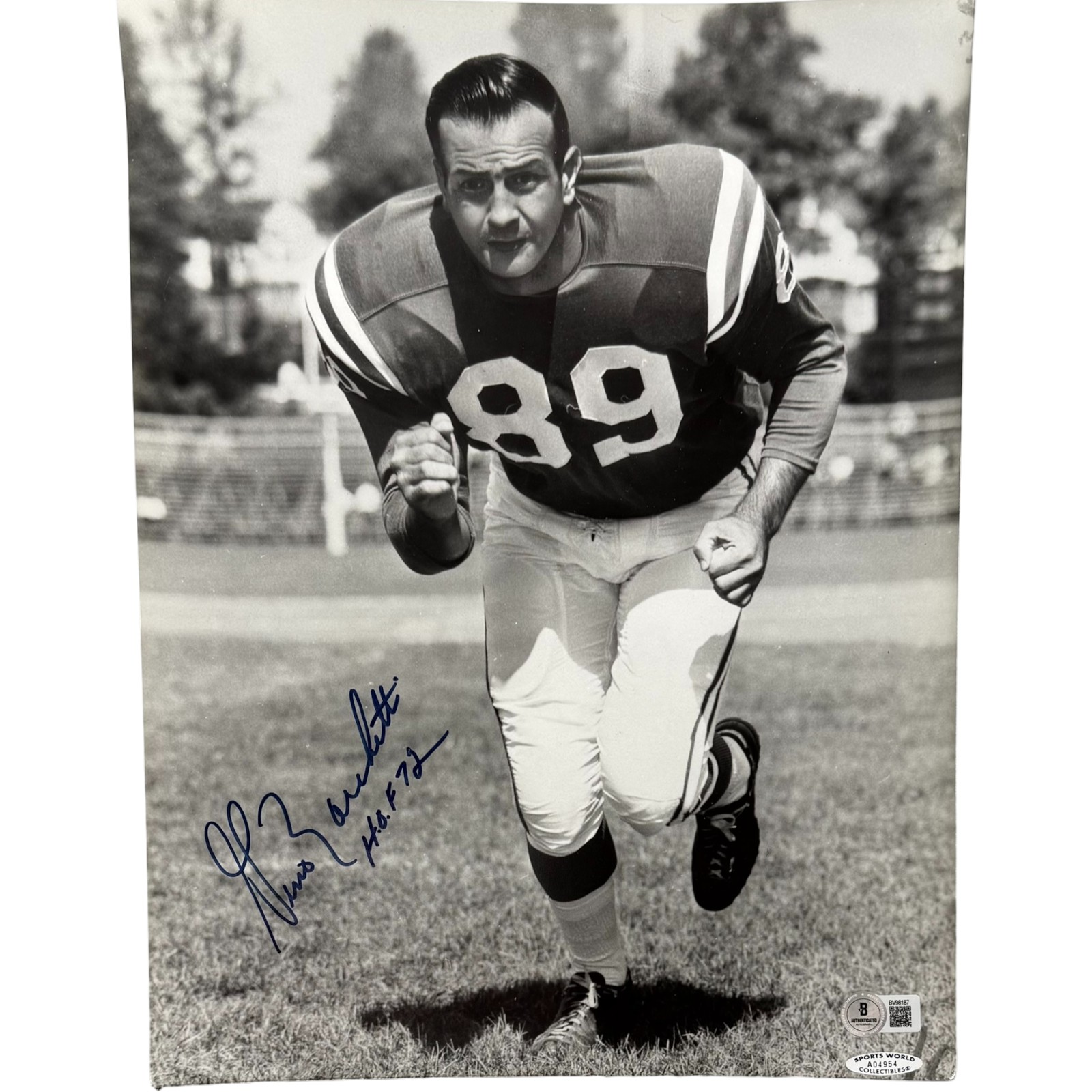 Gino Marchetti Autographed Baltimore Colts B&W 11x14 Photo HOF Beckett 55012