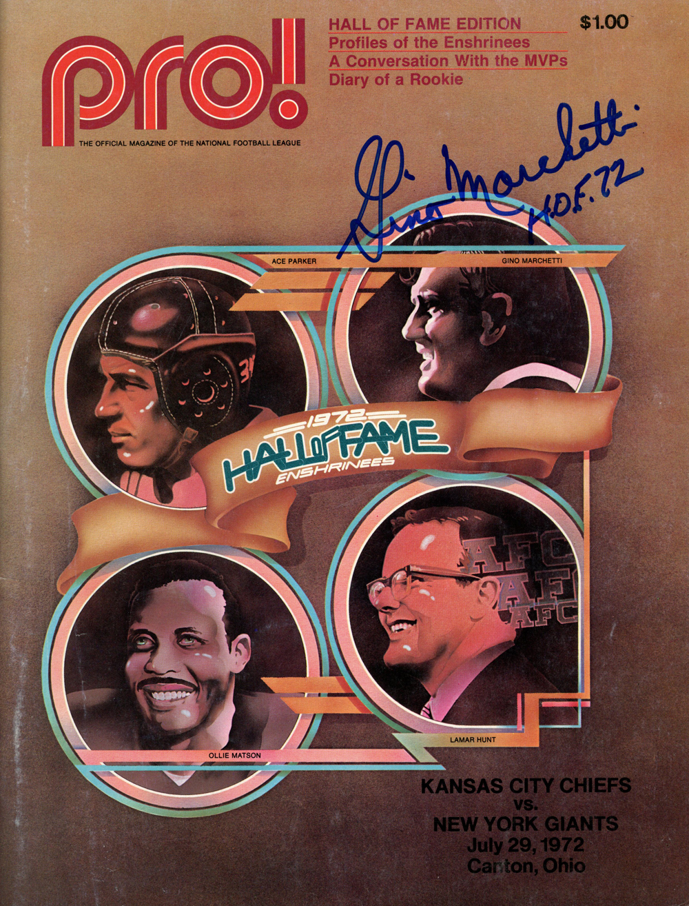 Gino Marchetti Autographed/Signed 1972 Pro Magazine HOF Beckett