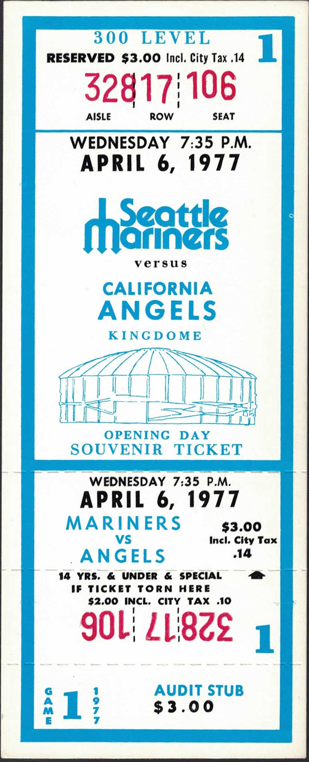 Seattle Mariners Inaugural Opening Game Souvenir Ticket Kingdome 106