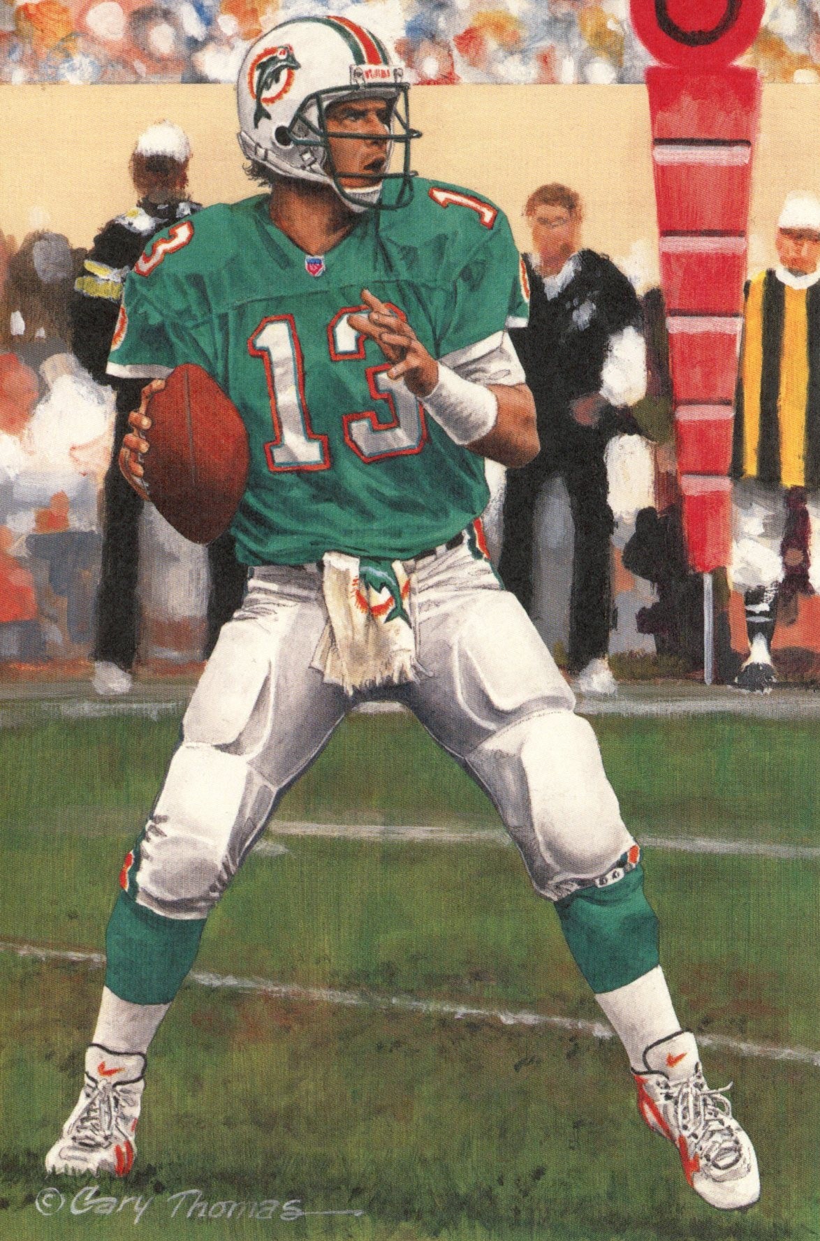 Dan Marino Miami Dolphins Goal Line Art Card Class of 2005 58110 1 Dan Marino Miami Dolphins Goal Line Art Card Class of 2005 58110