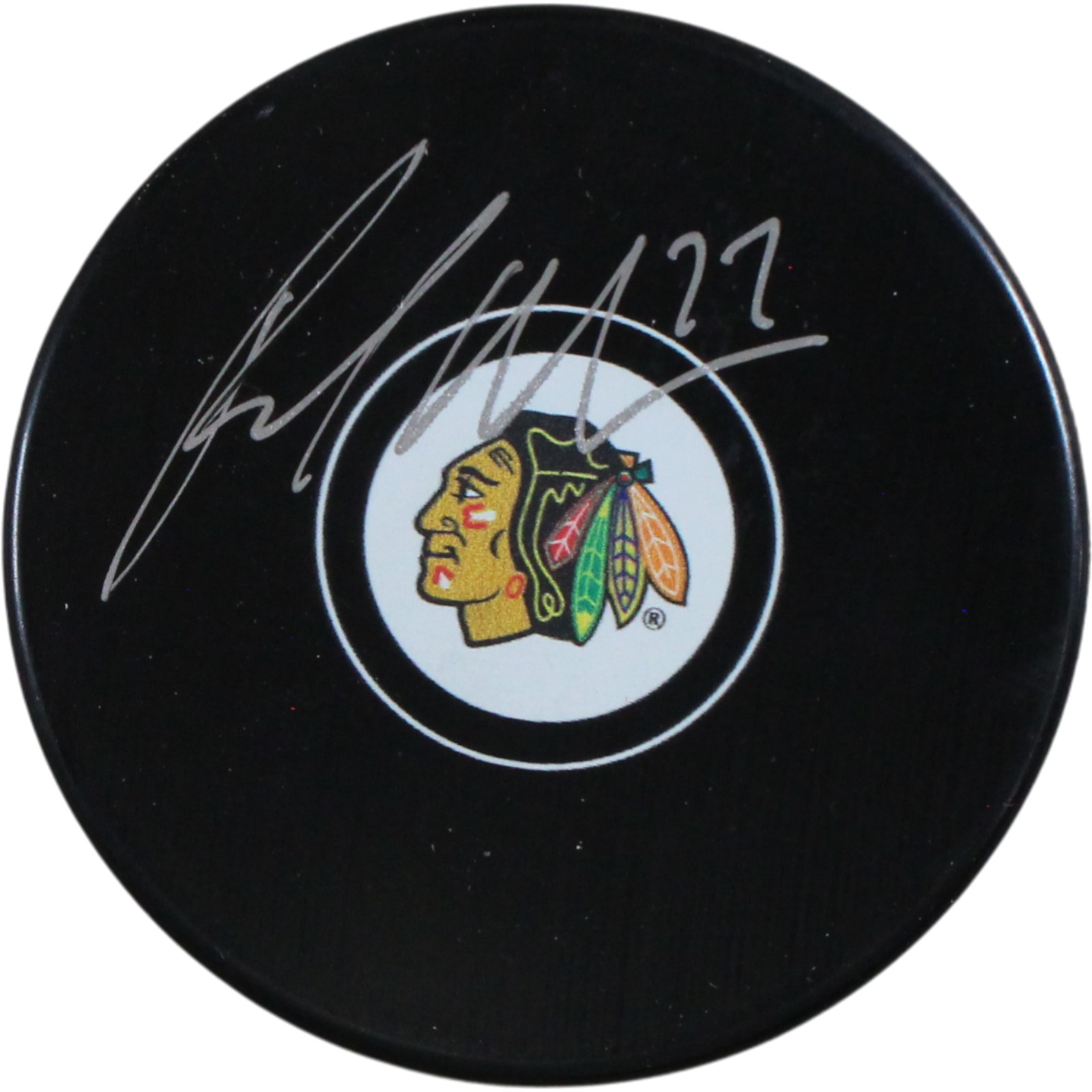 Patrick Maroon Autographed/Signed Chicago Blackhawks Logo Puck Fanatics 53835