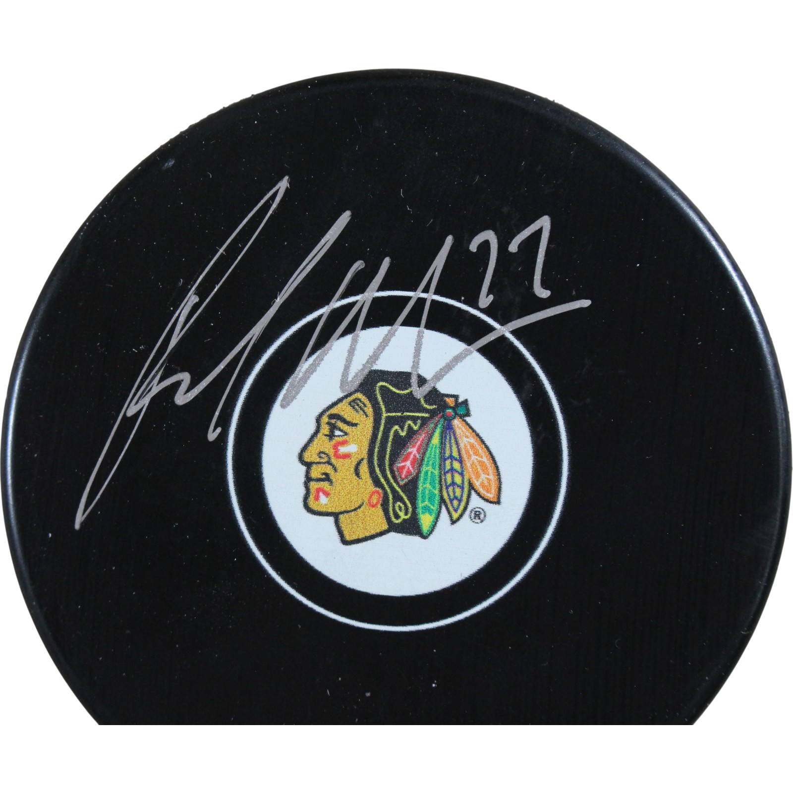 Patrick Maroon Autographed/Signed Chicago Blackhawks Logo Puck Fanatics 53835