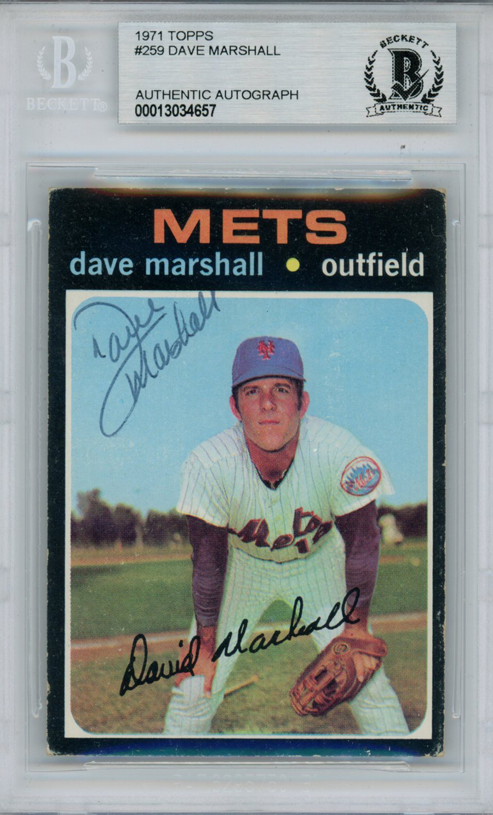 Dave Marshall Autographed 1971 Topps #259 Trading Card Beckett Slab