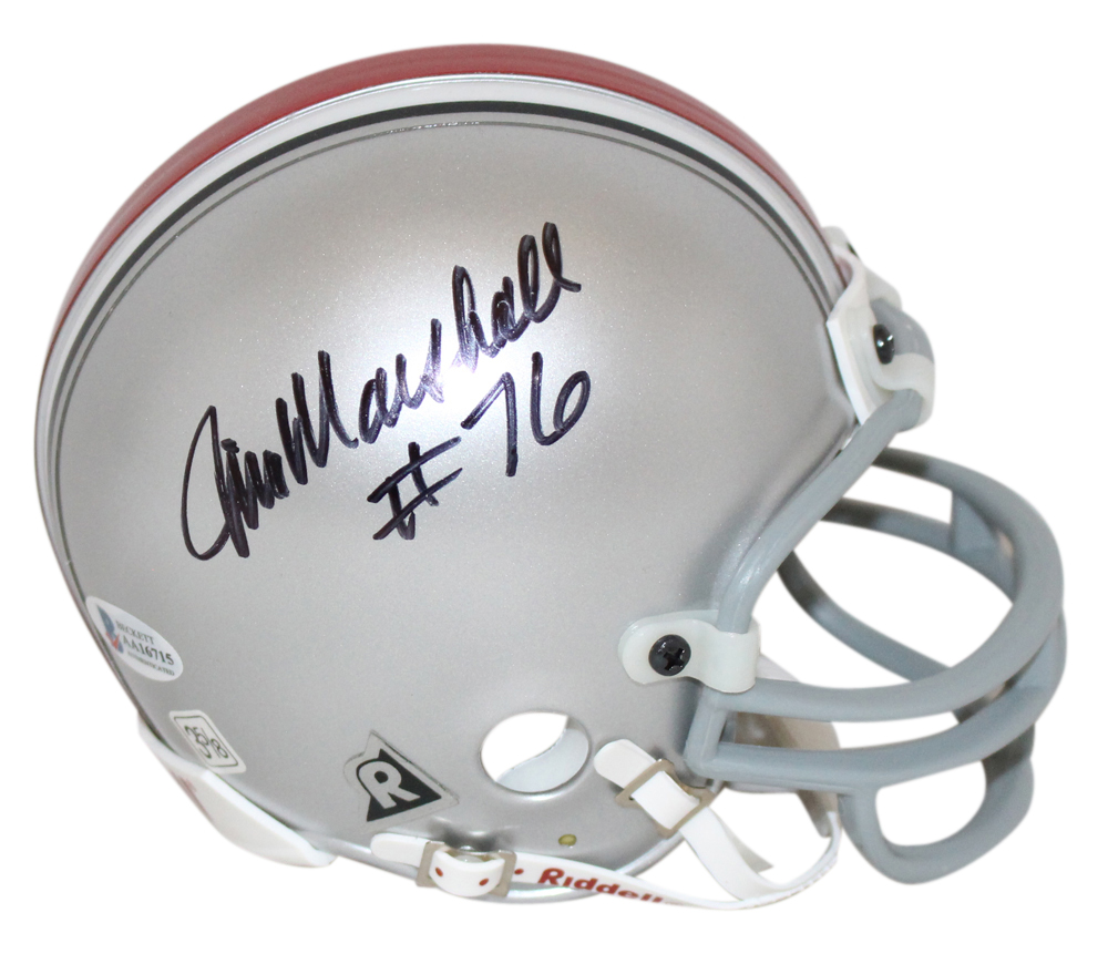 Jim Marshall Autographed Ohio State Buckeyes Replica Mini Helmet BAS 32667