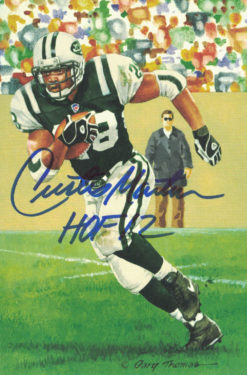 Curtis Martin Autographed New York Jets Goal Line Art Card Blue HOF 24344