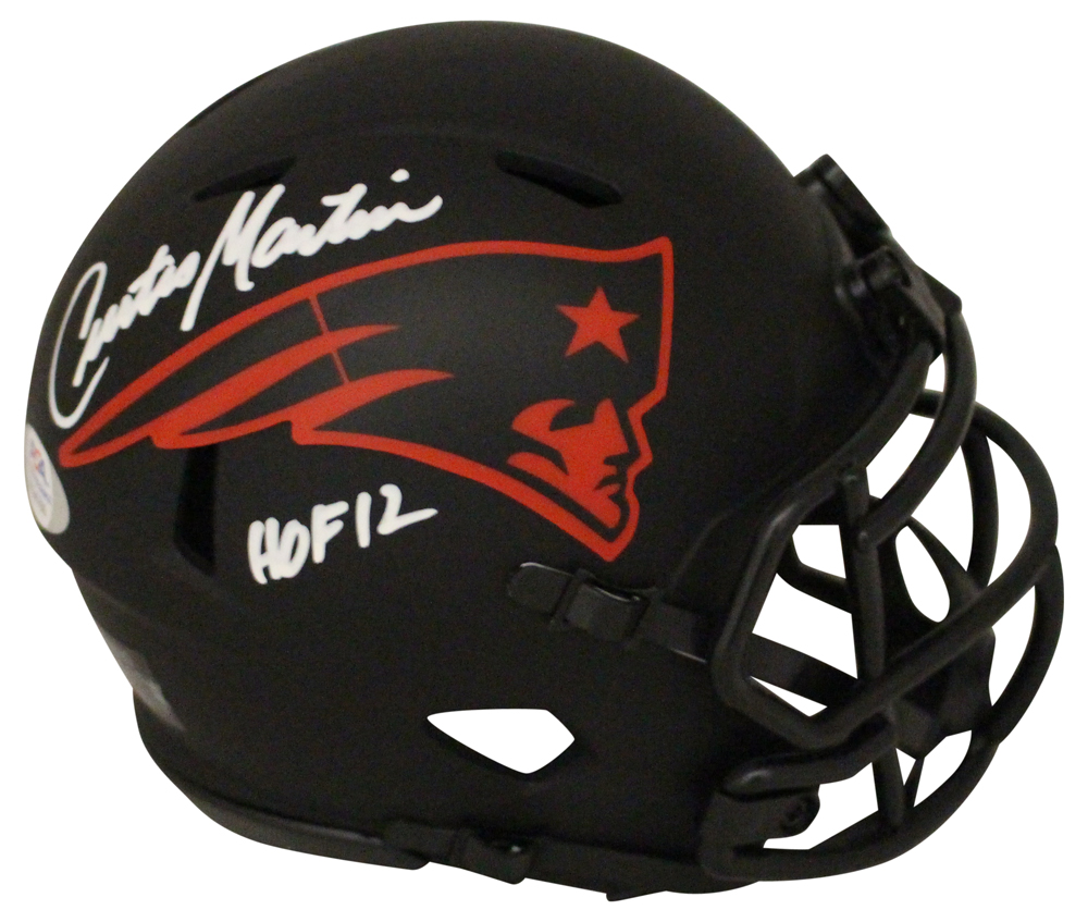 Curtis Martin Signed New England Patriots Eclipse Mini Helmet HOF PSA