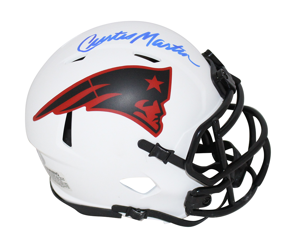 Curtis Martin Autographed New England Patriots Lunar Mini Helmet PSA 32452