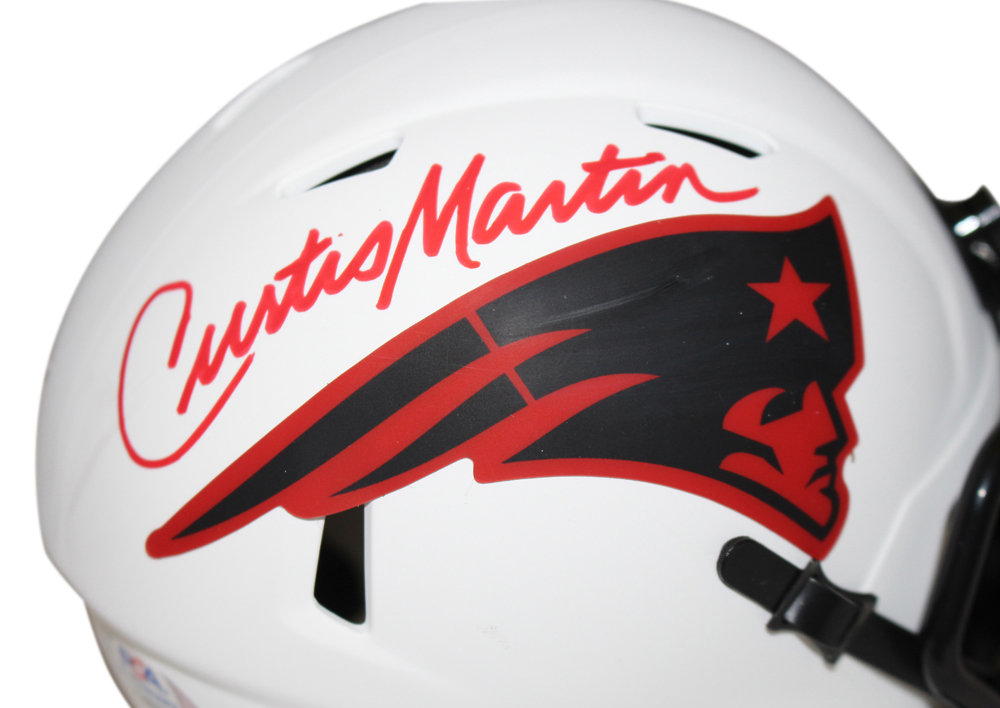 Curtis Martin Autographed New England Patriots Lunar Mini Helmet PSA