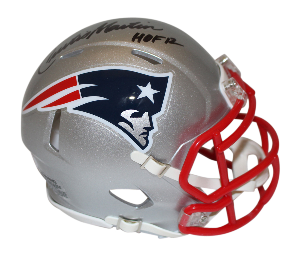 Curtis Martin Signed New England Patriots Speed Mini Helmet HOF PSA