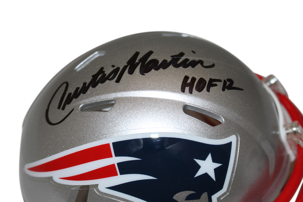 Curtis Martin Signed New England Patriots Speed Mini Helmet HOF PSA