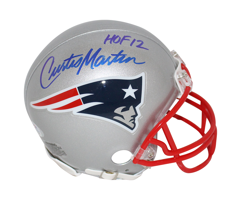 Curtis Martin Autographed New England Patriots VSR4 Mini Helmet HOF PSA 32453