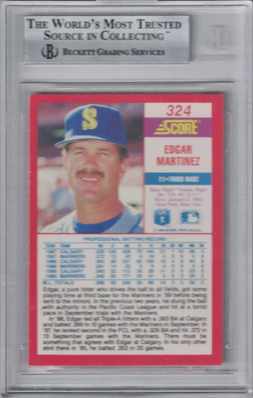 Edgar Martinez Signed Seattle Mariners 1990 Score #324 Trading Card BAS 27038