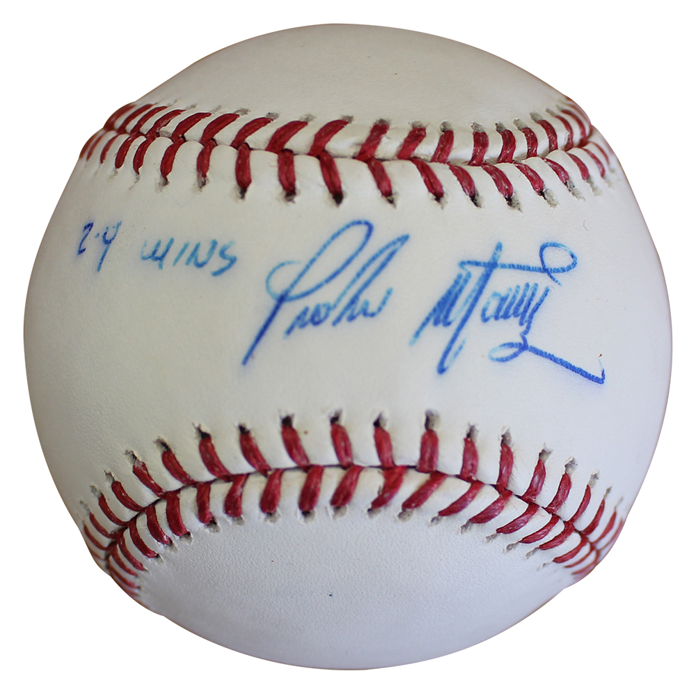 Pedro Martinez Autographed Boston Red Sox OML Baseball 219 Wins BAS 25149