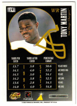 Tony Martin Autographed 1996 Pinnacle Summit #19 Trading Card 46258