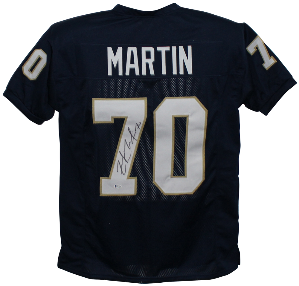 Zach Martin Autographed/Signed College Style Blue XL Jersey BAS