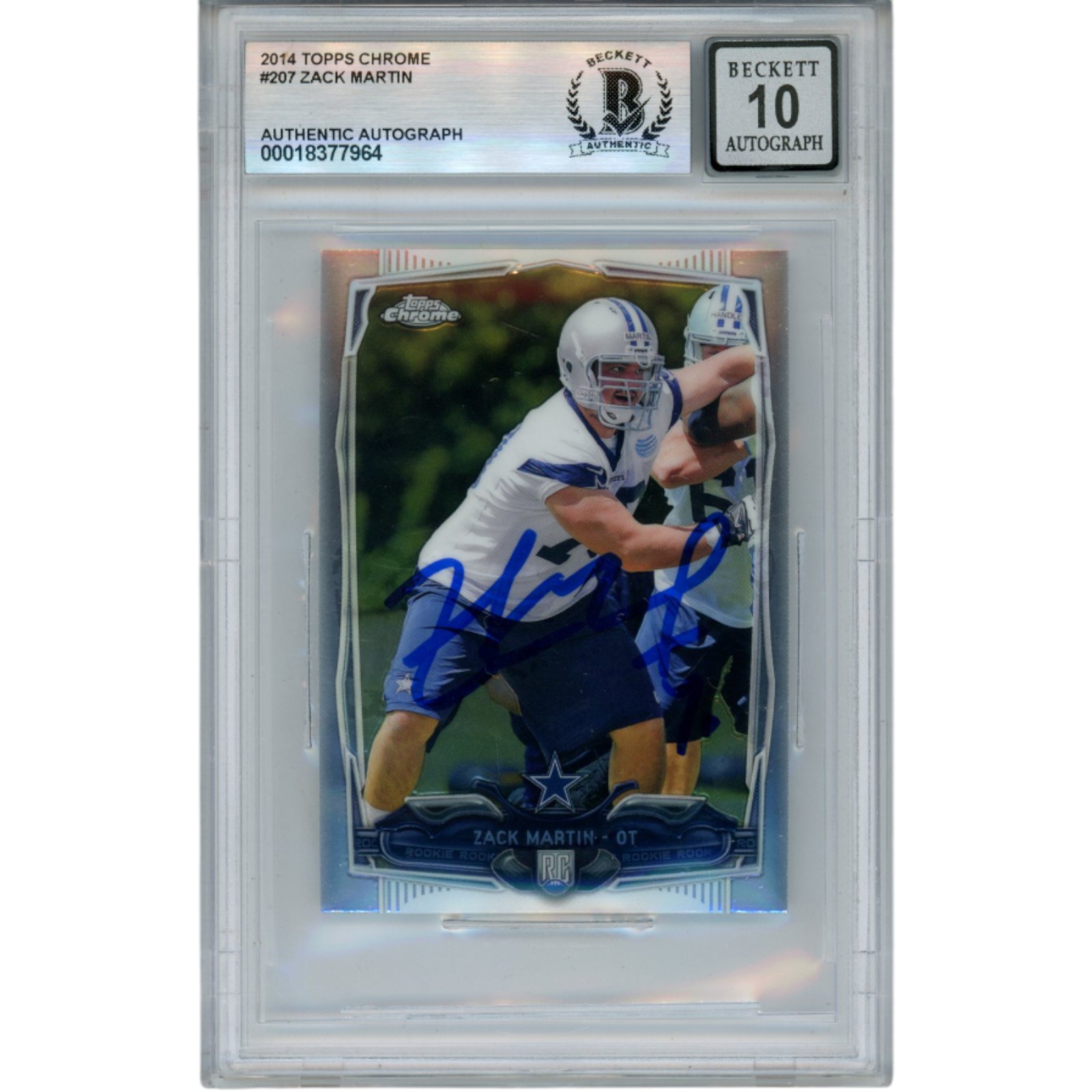 Zack Martin Autographed/Signed 2014 Topps Chrome Trading Card Slab Beckett 53174