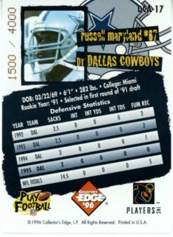 Russell Maryland Autographed Dallas Cowboys Collector's Edge #DCA-17 Card 55979