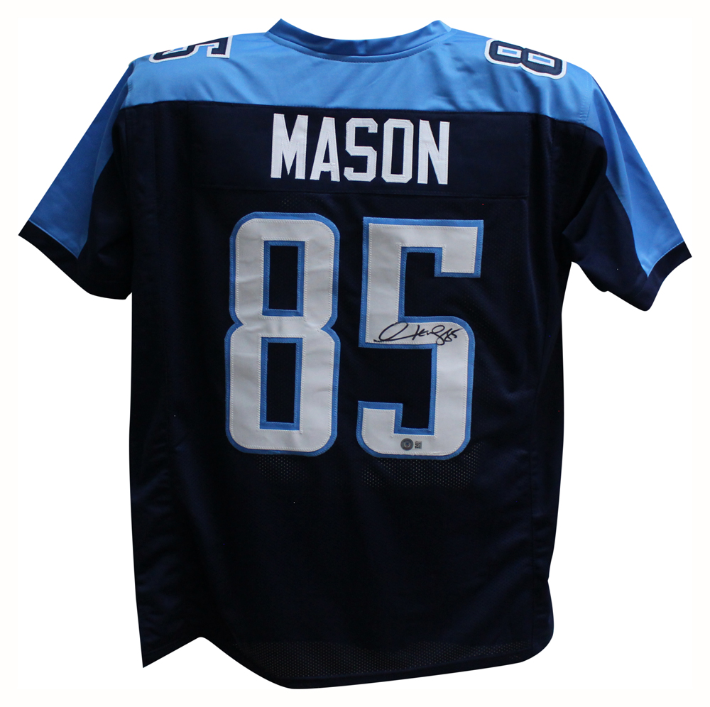 Derrick Mason Autographed/Signed Pro Style Blue XL Jersey Beckett