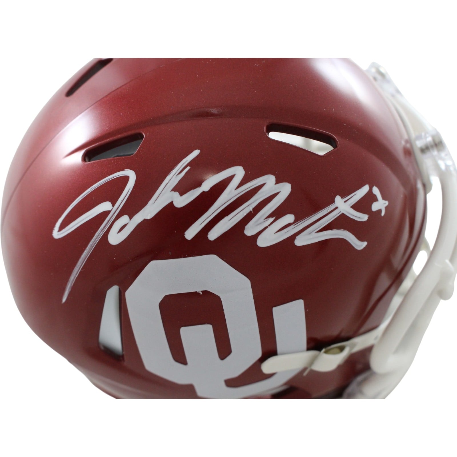 John Mateer Autographed Oklahoma Sooners Mini Helmet Beckett WIT 58311 2 John Mateer Autographed Oklahoma Sooners Mini Helmet Beckett WIT 58311