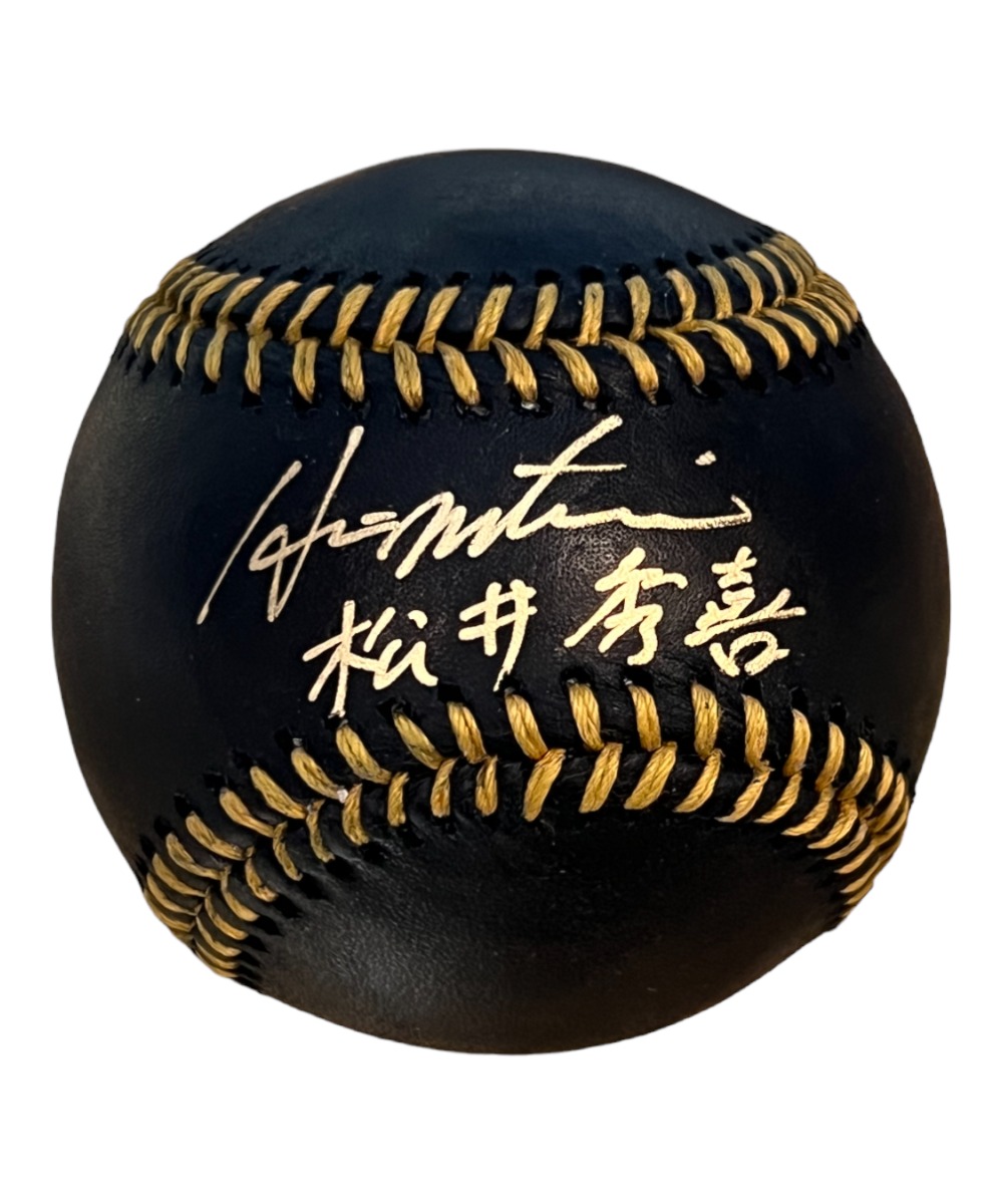 Hideki Matsui Autographed Black Baseball New York Yankees w/Kanji Sig