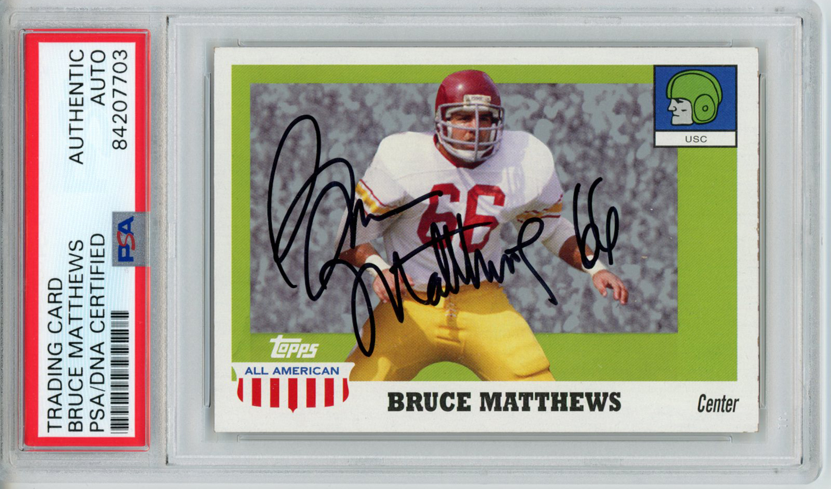 Bruce Matthews Autographed 2005 Topps All American Trading Card PSA Slab 32612