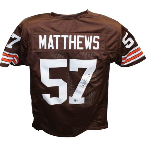 Clay Matthews Sr. Autographed/Signed Pro Style Brown Jersey Beckett