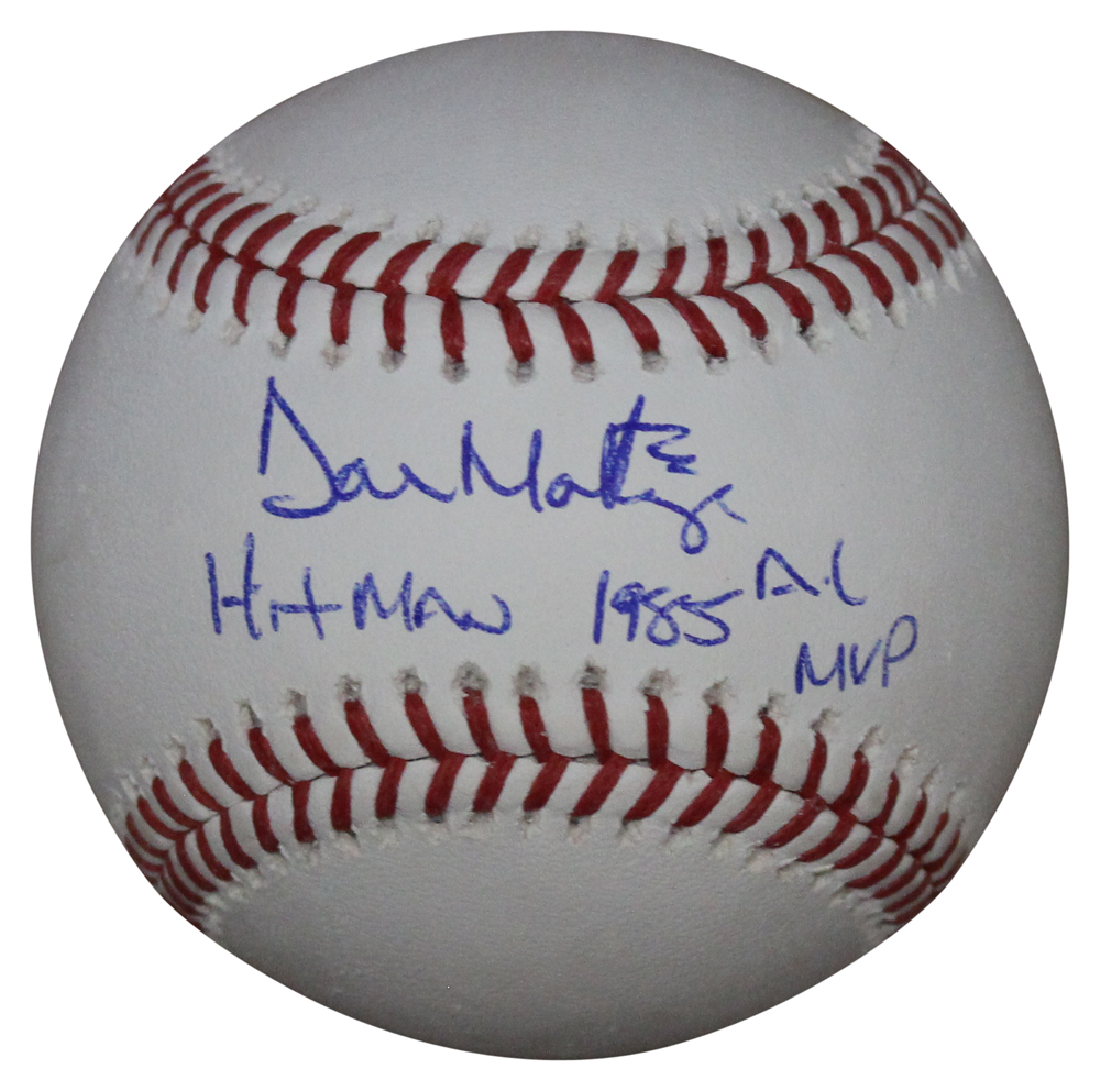 Don Mattingly Signed New York Yankees OML Baseball Hitman & MVP BAS