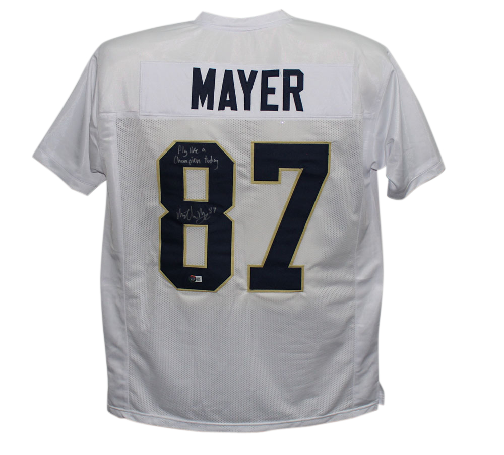 Michael Mayer Signed College Style White XL Jersey Play Like Champion BAS