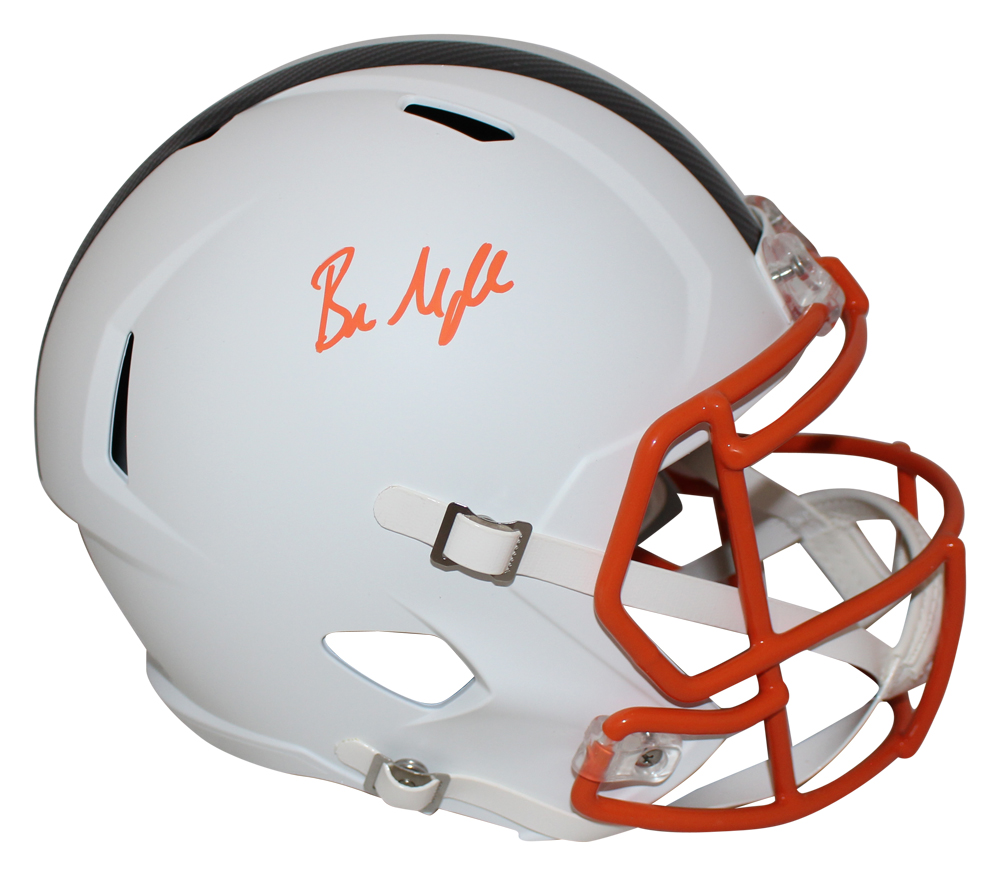 Baker Mayfield Signed Cleveland Browns F/S Flat White Speed Helmet BAS 32425